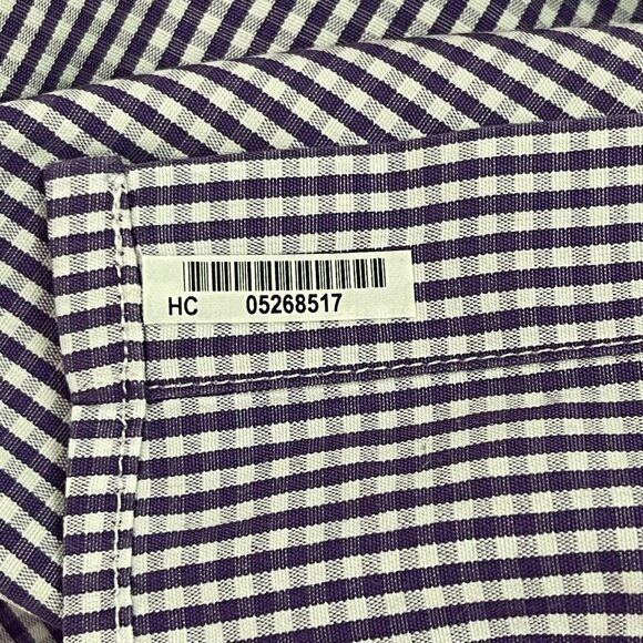 Paul Smith Men's Purple White Checkered Button Down Long Sleeve Shirt 17 1/2 - Picture 7 of 9